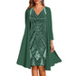 🔥Limited-Time Offer-Women's Long-Sleeve Printed Dress & Cardigan 2 Piece Set