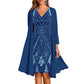 🔥Limited-Time Offer-Women's Long-Sleeve Printed Dress & Cardigan 2 Piece Set
