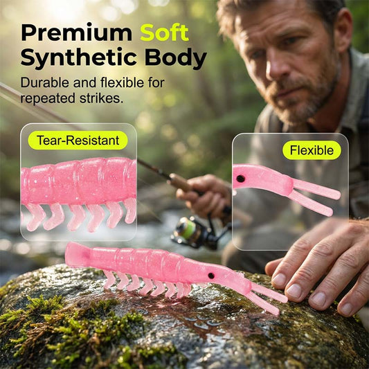 🐟💪 50PCS Soft Shrimp Lures – Realistic texture, sharp hidden hooks. Works in rivers, lakes & sea. No more missed strikes! 🏆🎣