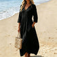 Women's V-Neck 3/4 Sleeve Maxi Dress