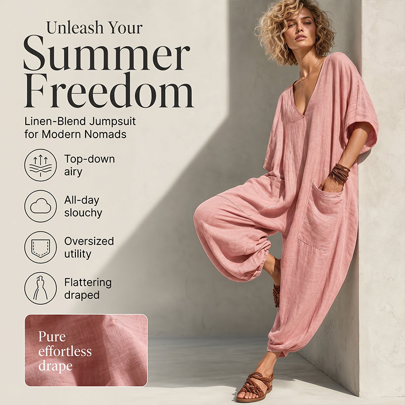 Women's Summer Loose V-Neck Jumpsuit
