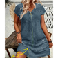 👗Women's Casual Short Sleeve Zipper Dress – Pocket Detail Everyday Dress ✨
