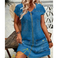 👗Women's Casual Short Sleeve Zipper Dress – Pocket Detail Everyday Dress ✨
