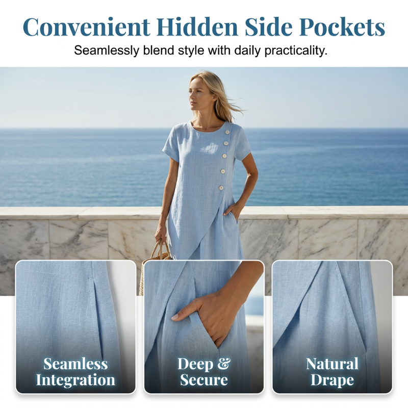 50% OFF NOW! 👗Women’s Summer Round Neck Elegant Solid Color Dress✨ Elegant & Comfortable☀️