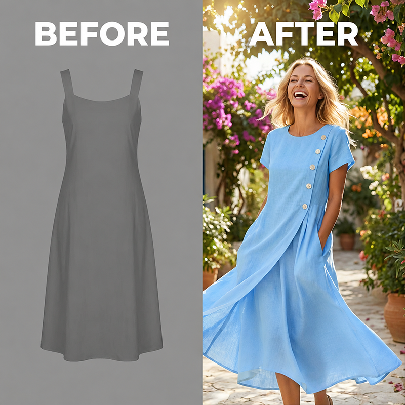 50% OFF NOW! 👗Women’s Summer Round Neck Elegant Solid Color Dress✨ Elegant & Comfortable☀️