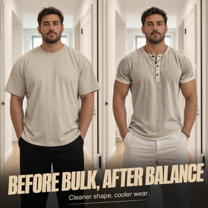 Men's Short Sleeve Breathable Henley Shirt