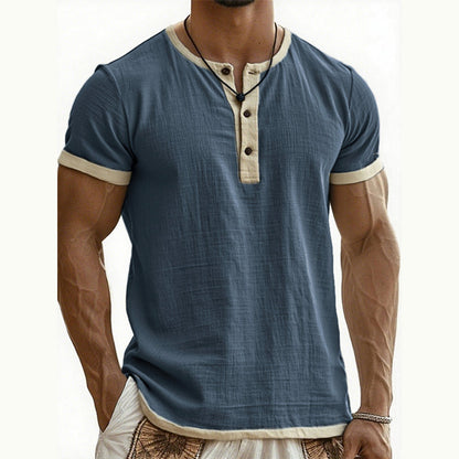 Men's Short Sleeve Breathable Henley Shirt