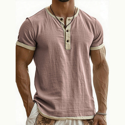 Men's Short Sleeve Breathable Henley Shirt