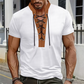 Men’s Waffle Knit T-Shirt Contrast Lace Up Casual Short Sleeve Tops