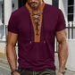Men’s Waffle Knit T-Shirt Contrast Lace Up Casual Short Sleeve Tops