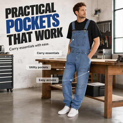 🔥Hot Sale -Men's Classic Fit Denim Overalls