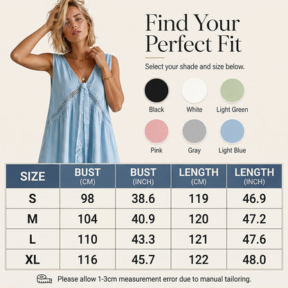 Women's Sleeveless Lace Trim V-Neck Dress