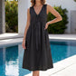 Women's Sleeveless Lace Trim V-Neck Dress