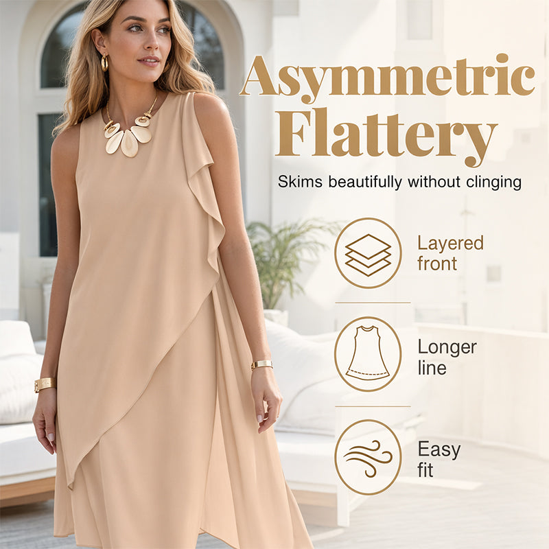 Women's Sleeveless Round Neck Irregular Hem Dress
