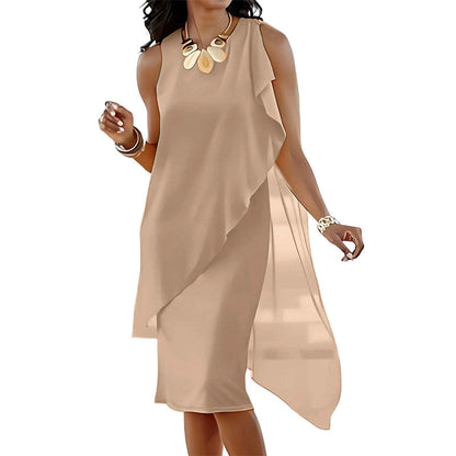 Women's Sleeveless Round Neck Irregular Hem Dress