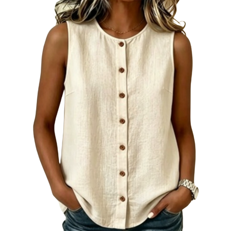 Women's Sleeveless Button-Down Tank Top