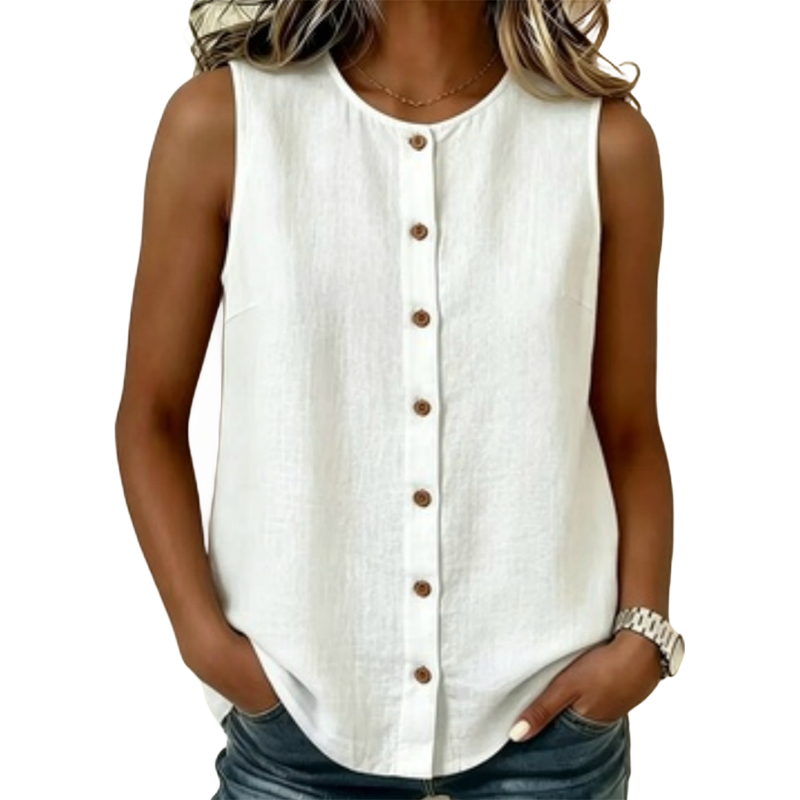 Women's Sleeveless Button-Down Tank Top