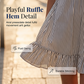 Women Casual Striped Sleeveless V-Neck Ruffle Beach Swing Dress