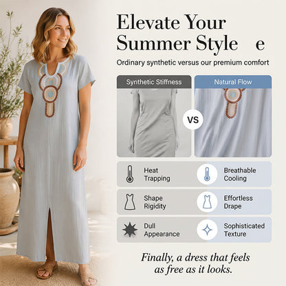 💕Women's Embroidered Maxi Dress with Front Slit