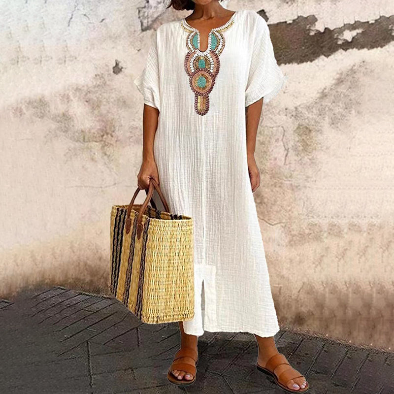 💕Women's Embroidered Maxi Dress with Front Slit