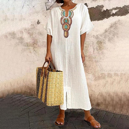 💕Women's Embroidered Maxi Dress with Front Slit