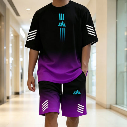 👕☀️ Men's Summer T-Shirt & Shorts Set – Gradient design, breathable & lightweight – Perfect for hot days & casual outings 🩳
