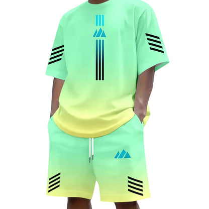 👕☀️ Men's Summer T-Shirt & Shorts Set – Gradient design, breathable & lightweight – Perfect for hot days & casual outings 🩳