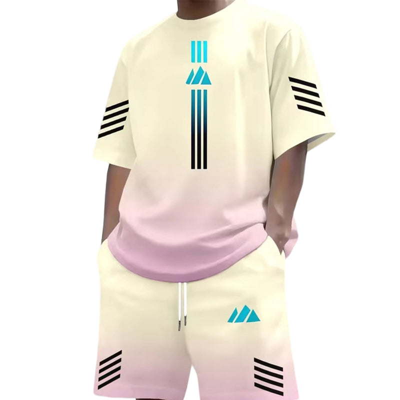 👕☀️ Men's Summer T-Shirt & Shorts Set – Gradient design, breathable & lightweight – Perfect for hot days & casual outings 🩳