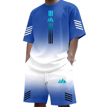 👕☀️ Men's Summer T-Shirt & Shorts Set – Gradient design, breathable & lightweight – Perfect for hot days & casual outings 🩳