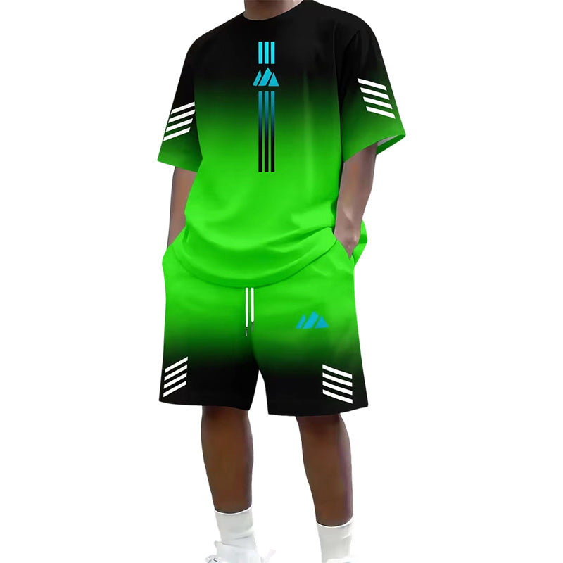 👕☀️ Men's Summer T-Shirt & Shorts Set – Gradient design, breathable & lightweight – Perfect for hot days & casual outings 🩳