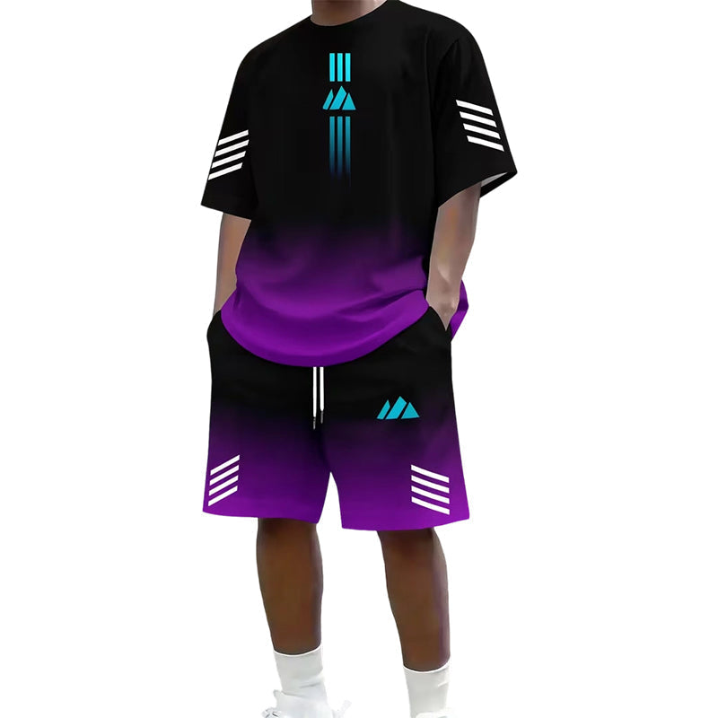 👕☀️ Men's Summer T-Shirt & Shorts Set – Gradient design, breathable & lightweight – Perfect for hot days & casual outings 🩳