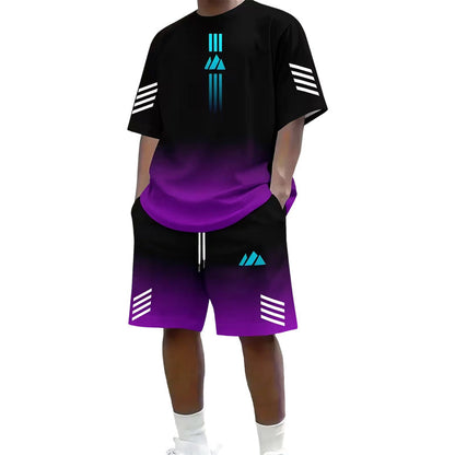 👕☀️ Men's Summer T-Shirt & Shorts Set – Gradient design, breathable & lightweight – Perfect for hot days & casual outings 🩳