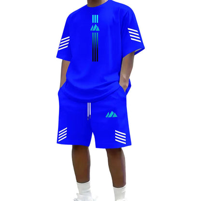 👕☀️ Men's Summer T-Shirt & Shorts Set – Gradient design, breathable & lightweight – Perfect for hot days & casual outings 🩳