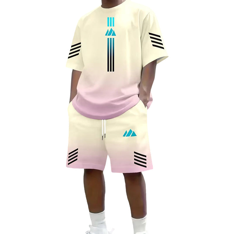 👕☀️ Men's Summer T-Shirt & Shorts Set – Gradient design, breathable & lightweight – Perfect for hot days & casual outings 🩳