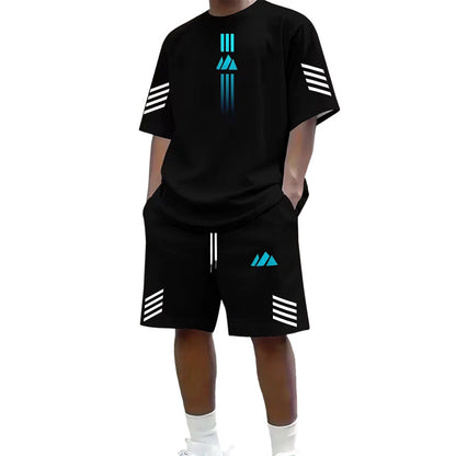 👕☀️ Men's Summer T-Shirt & Shorts Set – Gradient design, breathable & lightweight – Perfect for hot days & casual outings 🩳