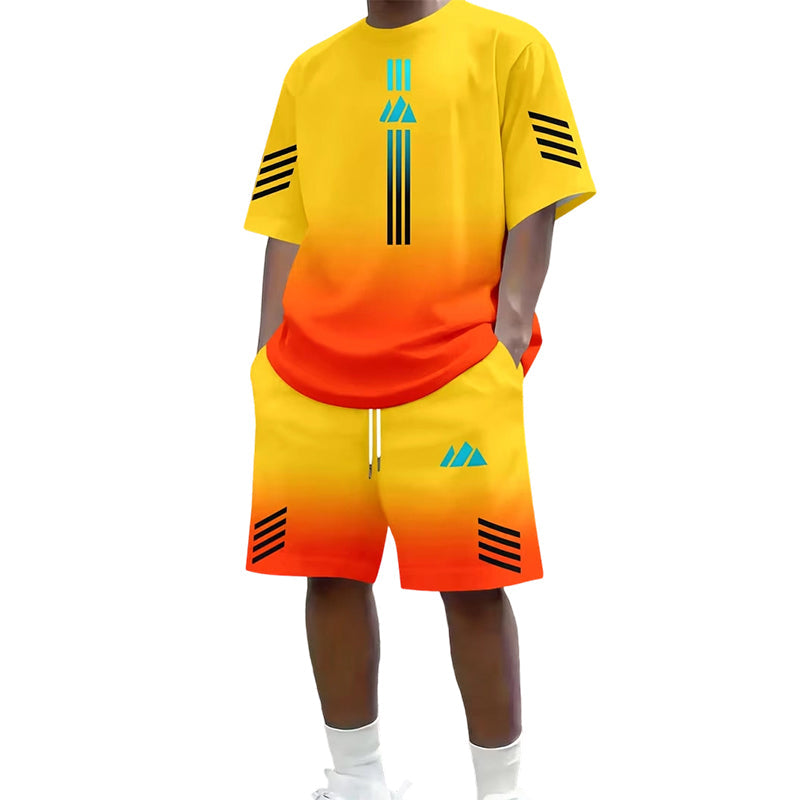 👕☀️ Men's Summer T-Shirt & Shorts Set – Gradient design, breathable & lightweight – Perfect for hot days & casual outings 🩳