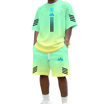 👕☀️ Men's Summer T-Shirt & Shorts Set – Gradient design, breathable & lightweight – Perfect for hot days & casual outings 🩳