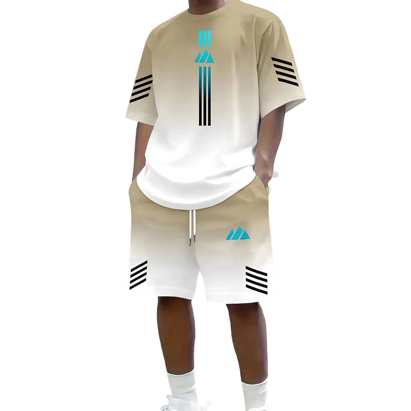 👕☀️ Men's Summer T-Shirt & Shorts Set – Gradient design, breathable & lightweight – Perfect for hot days & casual outings 🩳