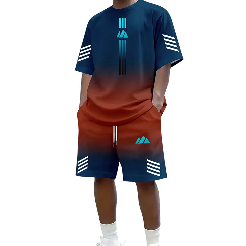 👕☀️ Men's Summer T-Shirt & Shorts Set – Gradient design, breathable & lightweight – Perfect for hot days & casual outings 🩳
