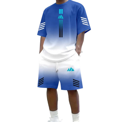 👕☀️ Men's Summer T-Shirt & Shorts Set – Gradient design, breathable & lightweight – Perfect for hot days & casual outings 🩳
