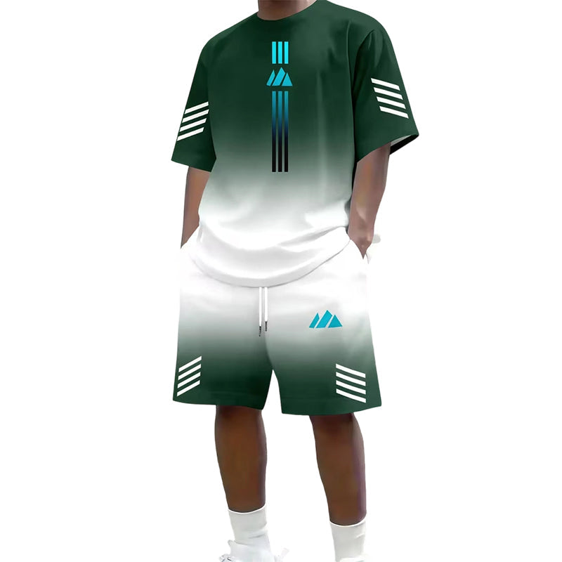 👕☀️ Men's Summer T-Shirt & Shorts Set – Gradient design, breathable & lightweight – Perfect for hot days & casual outings 🩳