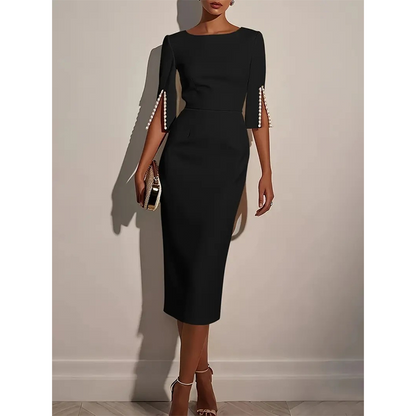 ✨Women's Slim-Fit Crew-Neck Dress– Elegant Quiet Luxury Style From Desk To Dinner 💎