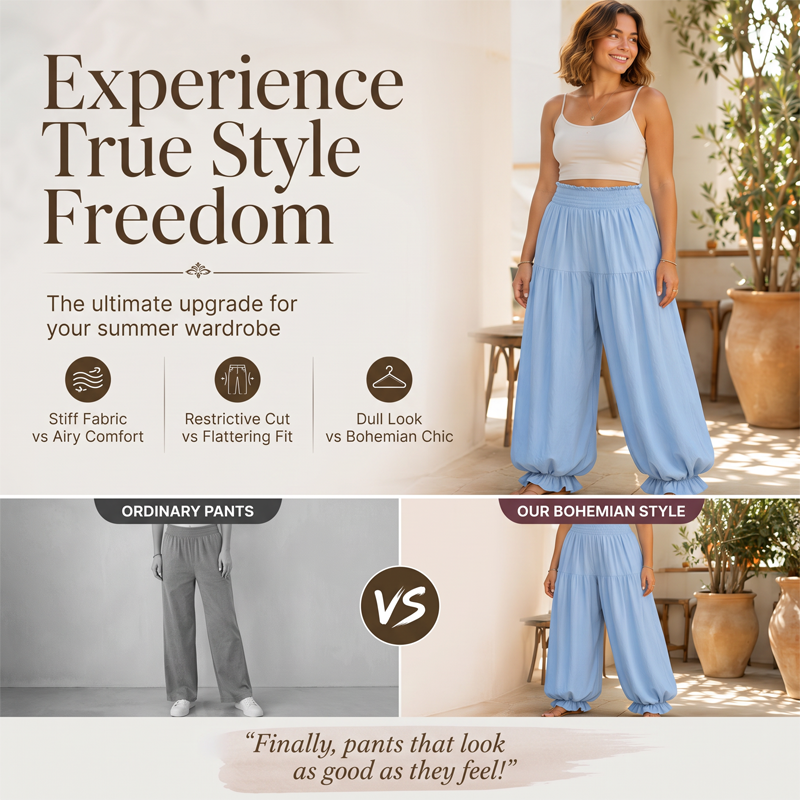 Women's Casual Ruffle Hem Lantern Pants