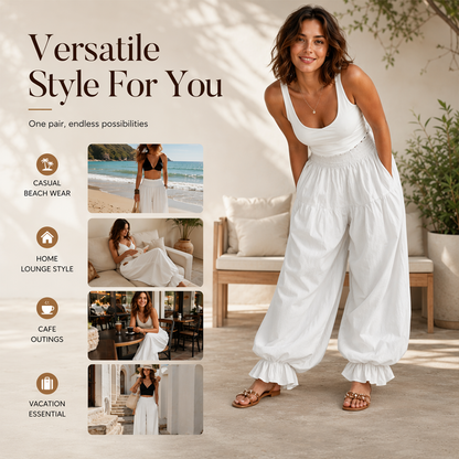 Women's Casual Ruffle Hem Lantern Pants