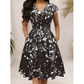 Women's Elegant Printed Dress with Pockets