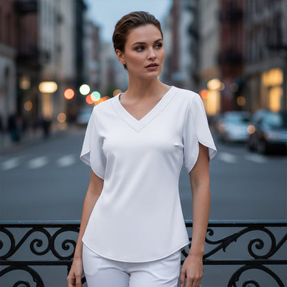 🌸 50% OFF NOW! 👚 V-Neck Flutter Sleeve Blouse – Soft fabric, flattering fit & lightweight – Perfect for office, dates & everyday chic ✨