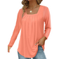 🔥Only £12.99 Last Day Promotion!🎁🌿 Cotton Elegant Pleated Square Neck Top