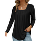 🔥Only £12.99 Last Day Promotion!🎁🌿 Cotton Elegant Pleated Square Neck Top