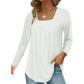 🔥Only £12.99 Last Day Promotion!🎁🌿 Cotton Elegant Pleated Square Neck Top