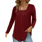 🔥Only £12.99 Last Day Promotion!🎁🌿 Cotton Elegant Pleated Square Neck Top